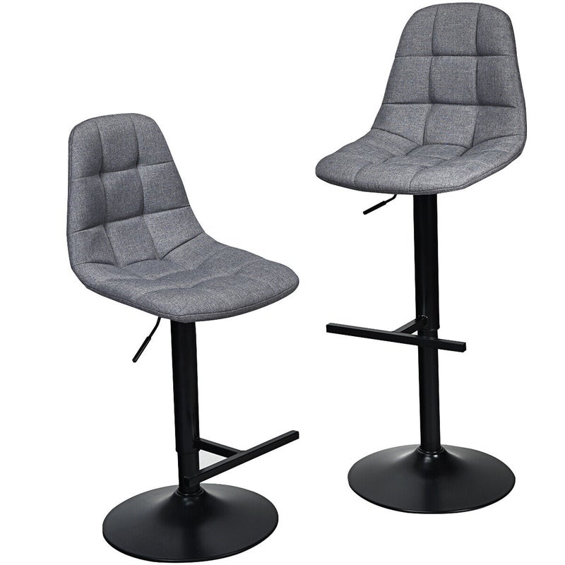 2 Pcs Barstools Adjustable Swivel Bar Stools Counter Height Linen Chairs