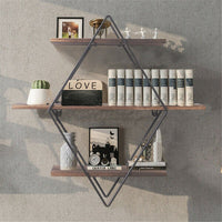 3Tier Retro Thicken Metal Hanging Floating Display Shelf Book Storage Rack Decor