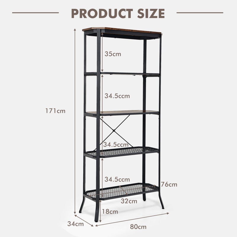 5-tier Storage Rack Organizer Display Bookshelf Shelving Unit Kitchen