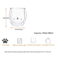 Cute Mugs Glass Double Wall Funny Tea Cup Milk Glass Coffee Cup For Valentine'S Day Creative Romantic Birthday Gift 230-280Ml(Bear)