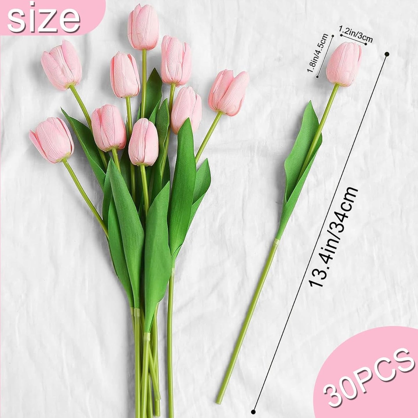 30 Bouquets Tulips, Artificial Plants, Real Touch Arrangement Of Flower Bouquets,Decorations For Court Gatherings, Office Weddings, Spring Festival, Valentine'S Day (Pink)