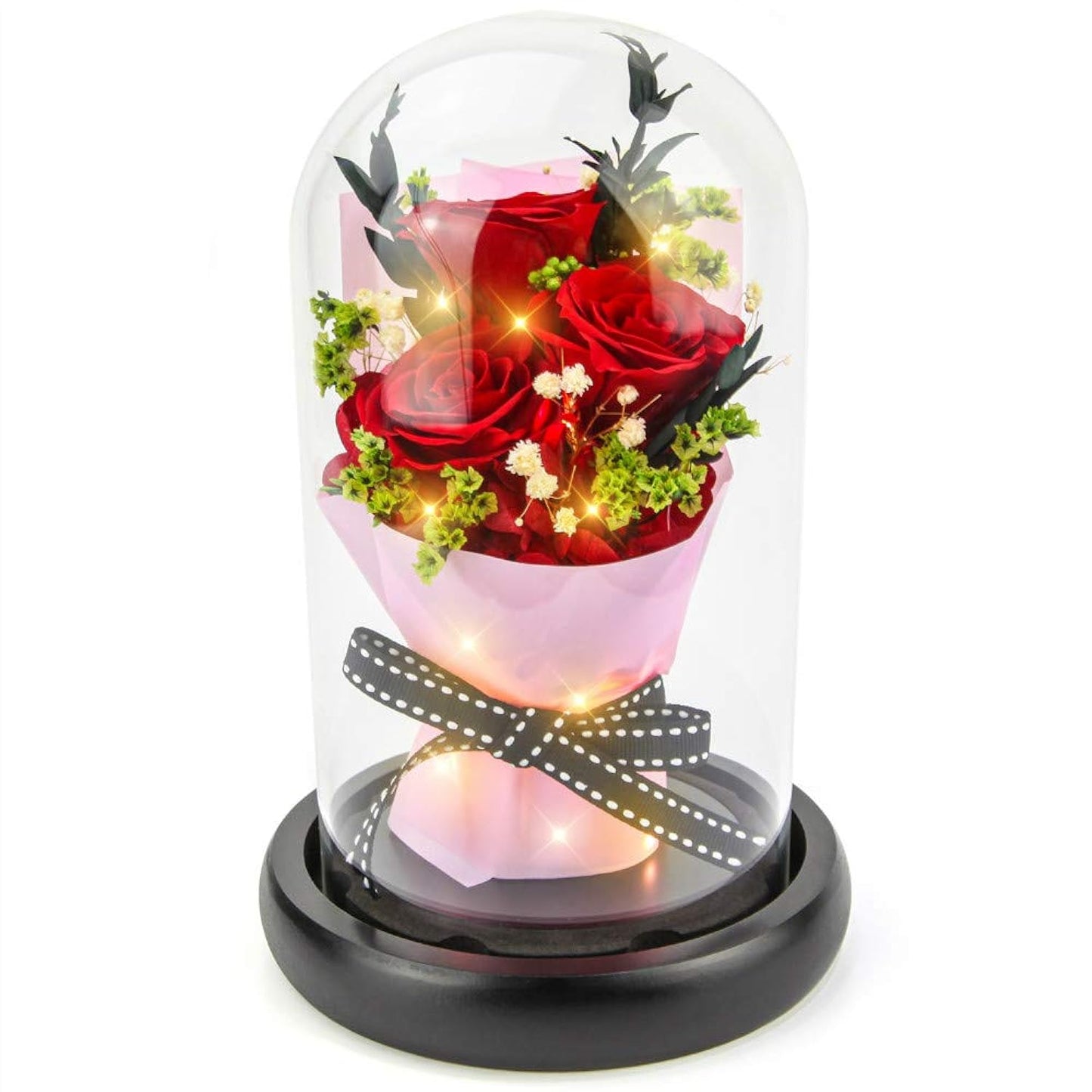 Forever Flowers Real Eternal Roses Preserved Flowers Gift With Led Mood Lights For Valentine'S Day Birthday Anniversary, Elegant Present For Girlfriend Wife Mom Women (Grande Red)