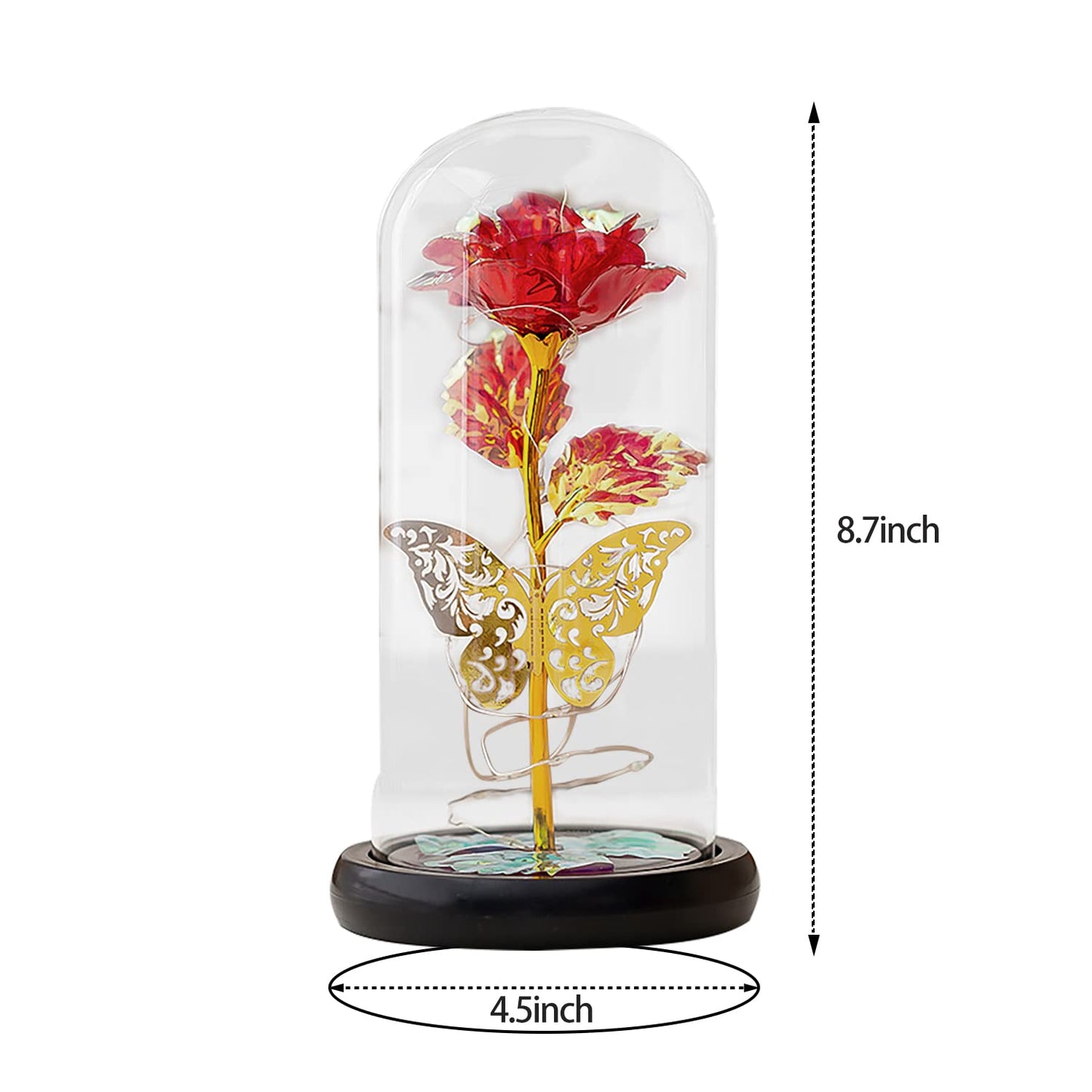 Valentines Day Rose Her, Mom, Birthday Women, Rotating Gifts Swirling Roses From Daughter, Spin Light Up Red Roses In Glass Dome Gifts For Mother, Wife, Red Colorful