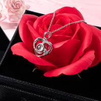 Preserved Red Rose With I Love You Necklace, Rose, Eternal Flowers Rose Gifts For Mom Wife Girlfriend Her On Anniversary Mothers Day Valentines Day Christmas Birthday Gifts For Women