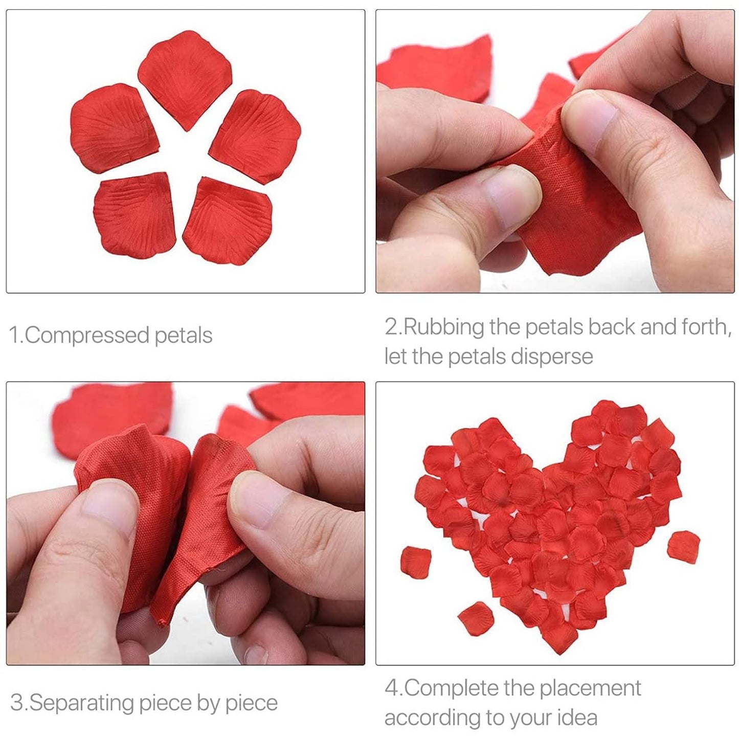 1000 Pcs Artificial Silk Rose Petals For Romantic Propose Wedding Valentine'S Day Anniversary Hen Party Engagement Party Decoration Flowers Confetti Fake Roses Petals (Red)