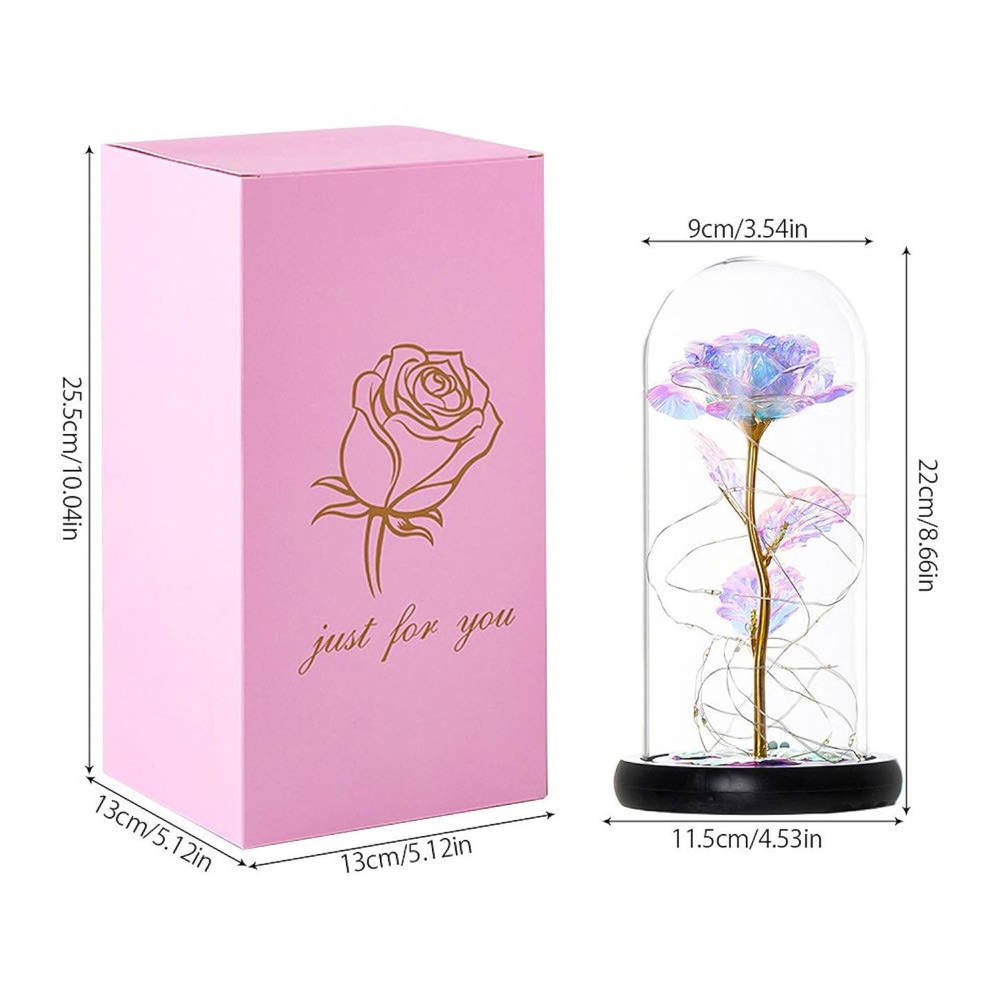 Forever Rose In Glass Dome, Flower With Led Light In Glass Dome Home Decor For Valentine'S Mother'S Day Birthday,Wedding, Anniversary,Women Best Gift