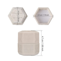 Velvet Ring Box For Jewelry Gift, Double Slots Hexagon Ring Case Box For Proposal Engagement Wedding Ceremony Valentines Day Holding 2 Rings (Beige)