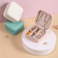 Mini Small Portable Travel Jewelry Organiser Box With Zipper Storage Case For Earrings Rings Bracelet Necklaces For Her Girl And Woman Anniversary Valentines Mother Birthday Gift (White)