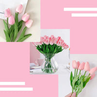 30 Bouquets Tulips, Artificial Plants, Real Touch Arrangement Of Flower Bouquets,Decorations For Court Gatherings, Office Weddings, Spring Festival, Valentine'S Day (Pink)