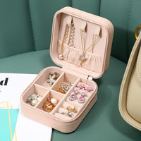 Mini Small Portable Travel Jewelry Organiser Box With Zipper Storage Case For Earrings Rings Bracelet Necklaces For Her Girl And Woman Anniversary Valentines Mother Birthday Gift (Pink)