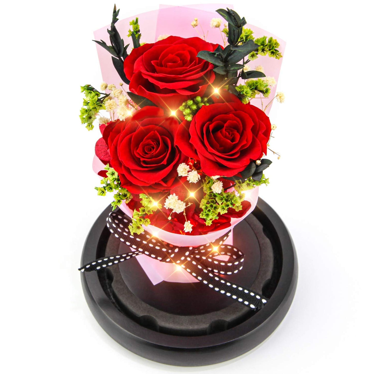 Forever Flowers Real Eternal Roses Preserved Flowers Gift With Led Mood Lights For Valentine'S Day Birthday Anniversary, Elegant Present For Girlfriend Wife Mom Women (Grande Red)