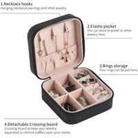 Mini Small Portable Travel Jewelry Organiser Box With Zipper Storage Case For Earrings Rings Bracelet Necklaces For Her Girl And Woman Anniversary Valentines Mother Birthday Gift (Black)