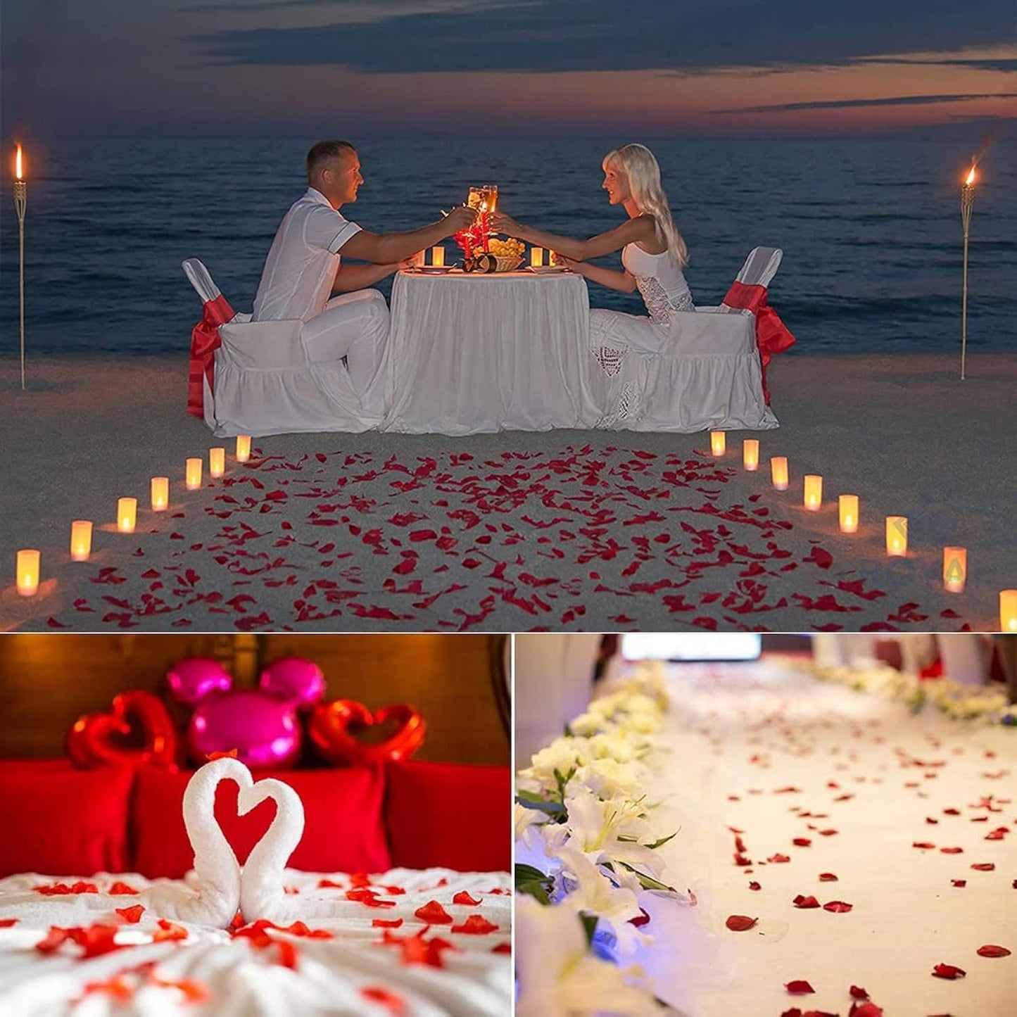 1000 Pcs Artificial Silk Rose Petals For Romantic Propose Wedding Valentine'S Day Anniversary Hen Party Engagement Party Decoration Flowers Confetti Fake Roses Petals (Red)