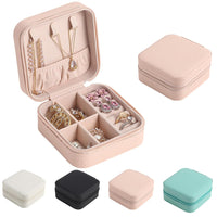 Mini Small Portable Travel Jewelry Organiser Box With Zipper Storage Case For Earrings Rings Bracelet Necklaces For Her Girl And Woman Anniversary Valentines Mother Birthday Gift (Pink)