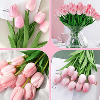 30 Bouquets Tulips, Artificial Plants, Real Touch Arrangement Of Flower Bouquets,Decorations For Court Gatherings, Office Weddings, Spring Festival, Valentine'S Day (Pink)