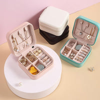 Mini Small Portable Travel Jewelry Organiser Box With Zipper Storage Case For Earrings Rings Bracelet Necklaces For Her Girl And Woman Anniversary Valentines Mother Birthday Gift (White)