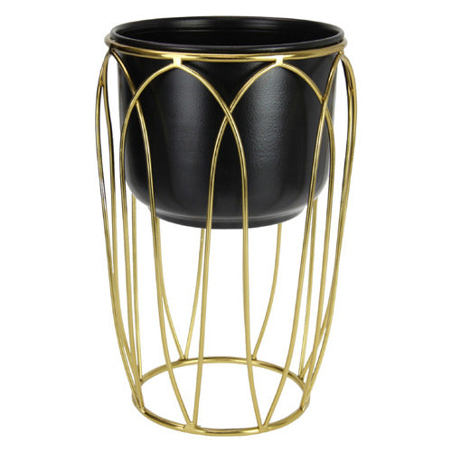 Sophisticated 32cm Black and Gold Planter