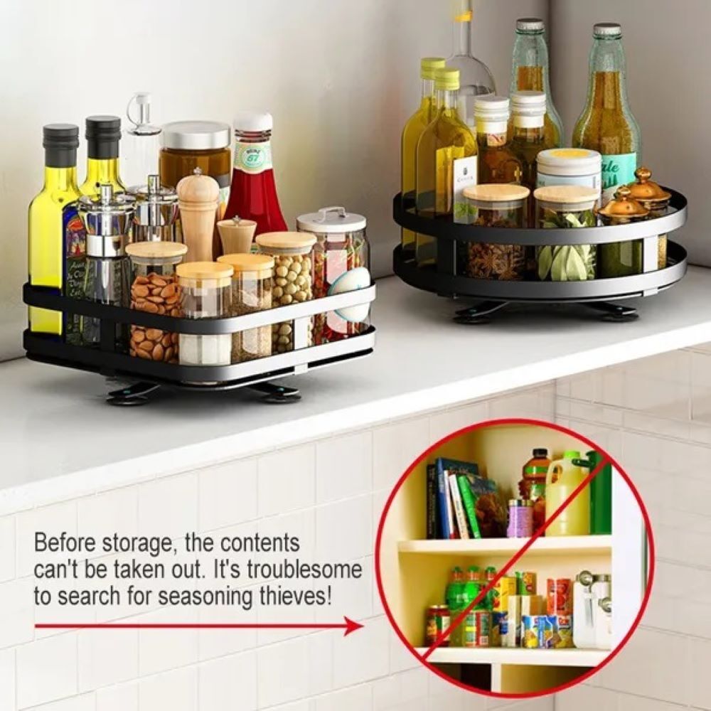 Square Rotating Kitchen Storage Spice Organiser