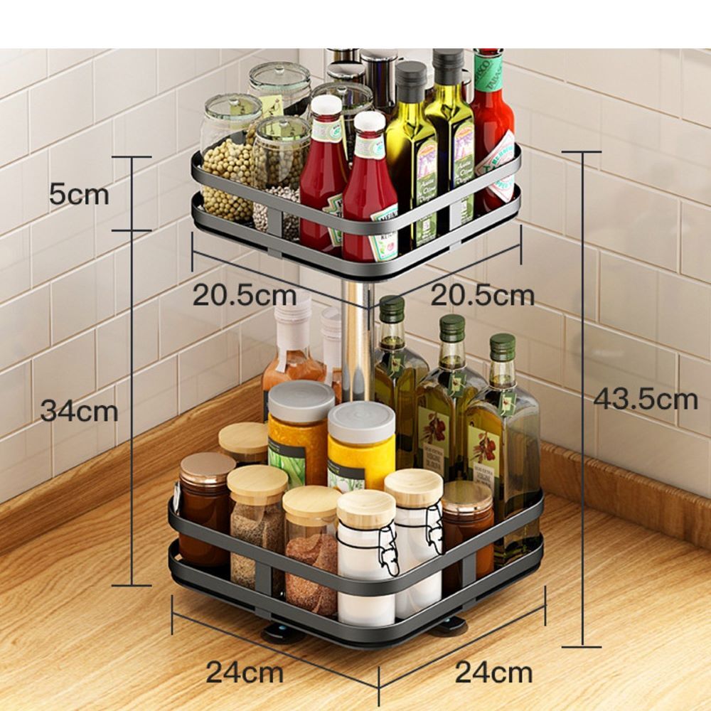 Square Rotating Kitchen Storage Spice Organiser