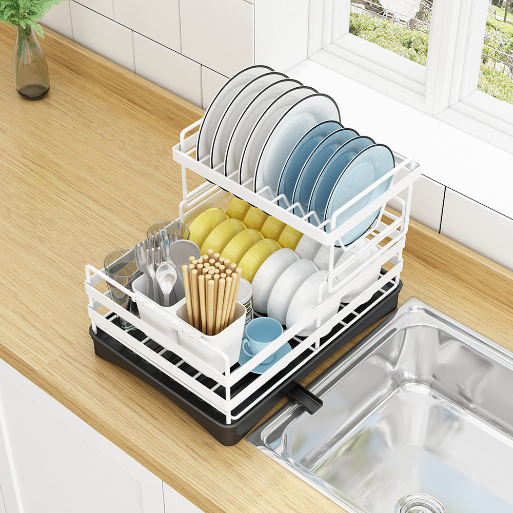 2 tier Dish Drainer Kitchen Counter Dish Rack