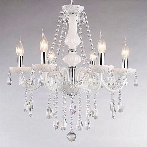 White Silver 6-Head Chandelier Elegance Illuminated