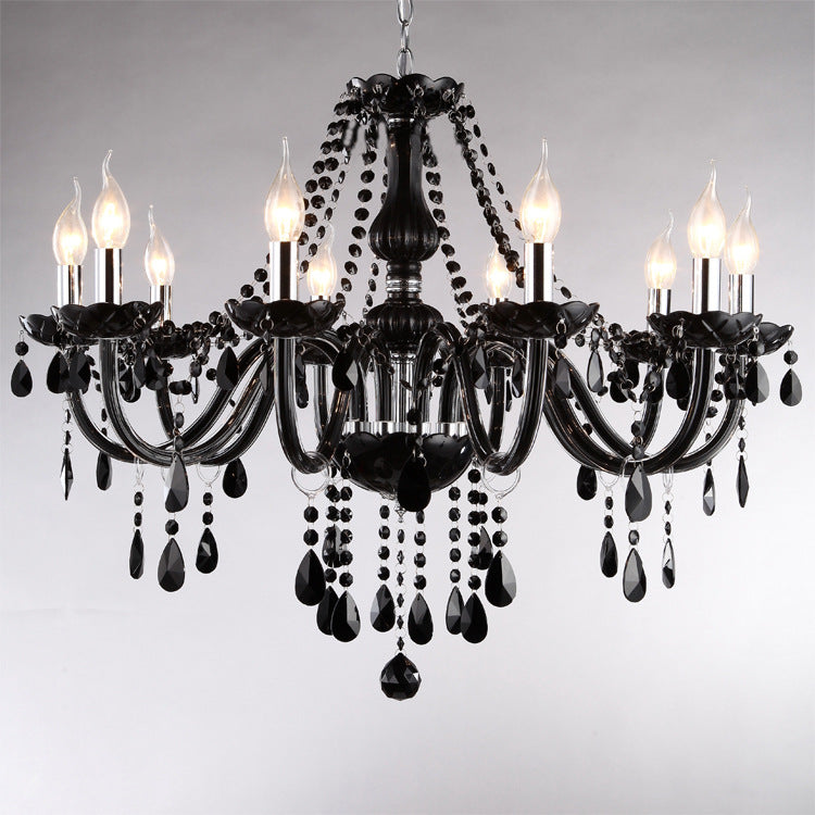 Modern Opulence 10 Head Black Silver Chandelier