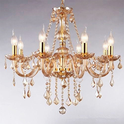 Radiant Warmth 8 Head Amber Silver Chandelier