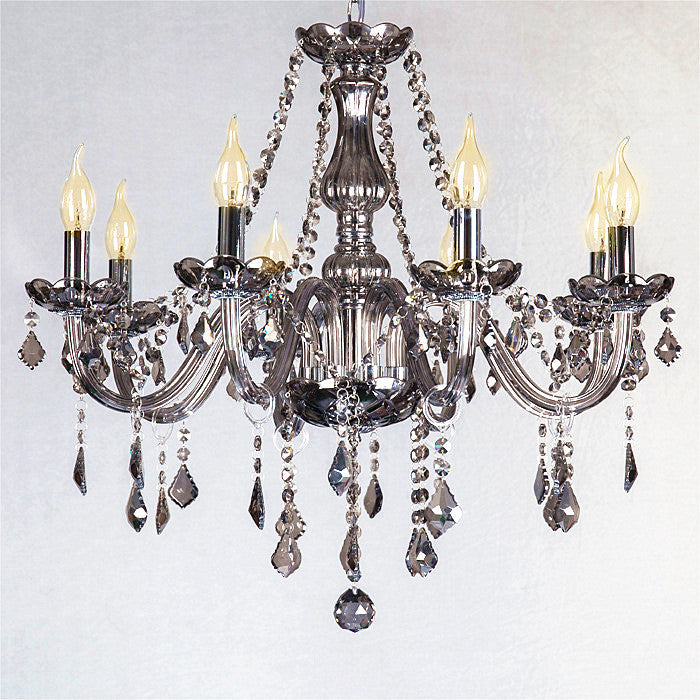 Smokey Elegance 8 Head Smoke Silver Chandelier