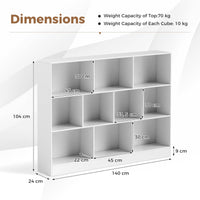 3-Tier Cube Storage Bookshelf Organizer Wooden Display Shelf for Living Room