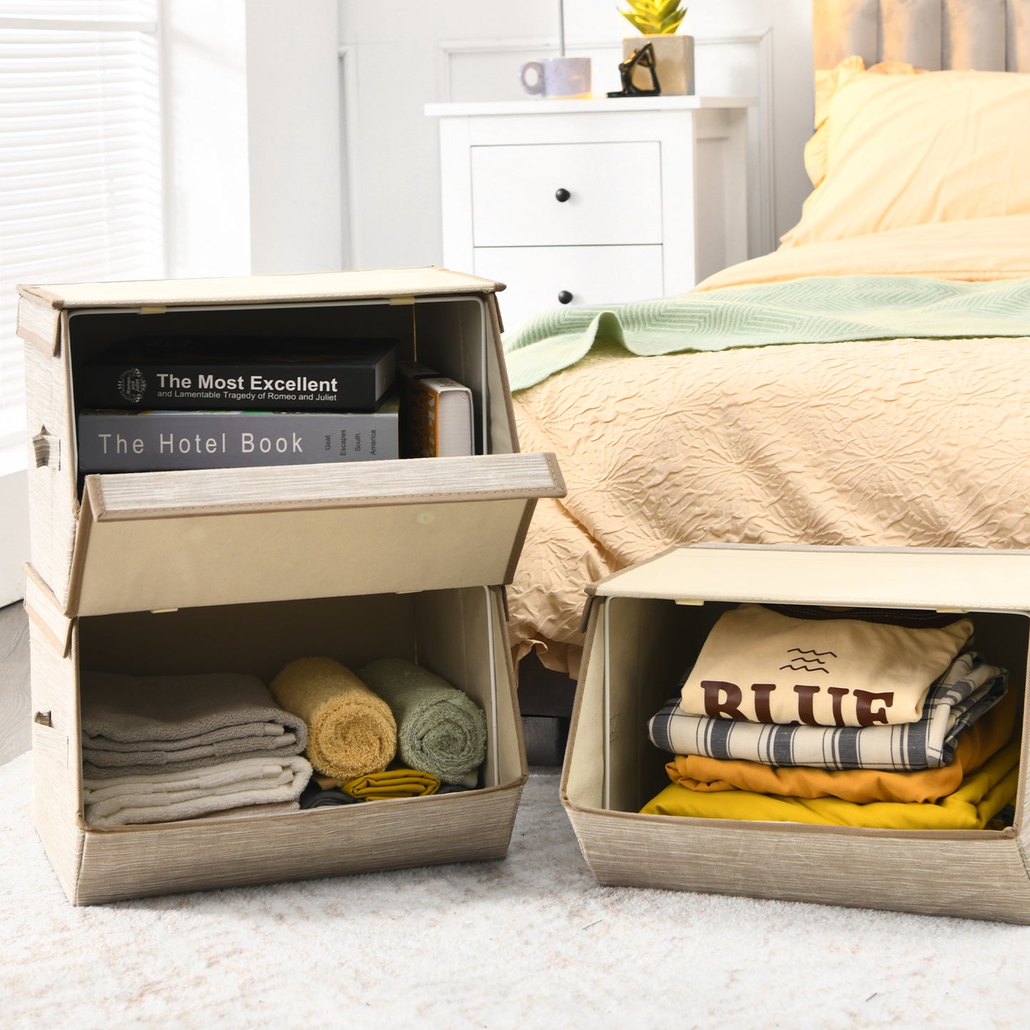 Large Stackable Bins Cubes with lids-storage organiser