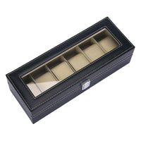 Leather Storage Jewelry Display Box with 6 Grids for Watches and Jewelry