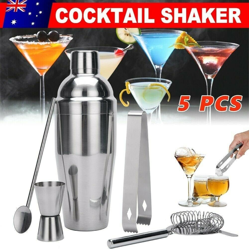 Martini Cocktail Shaker Set Mixer Bar Strainer Bartender Kit with Spirits AU