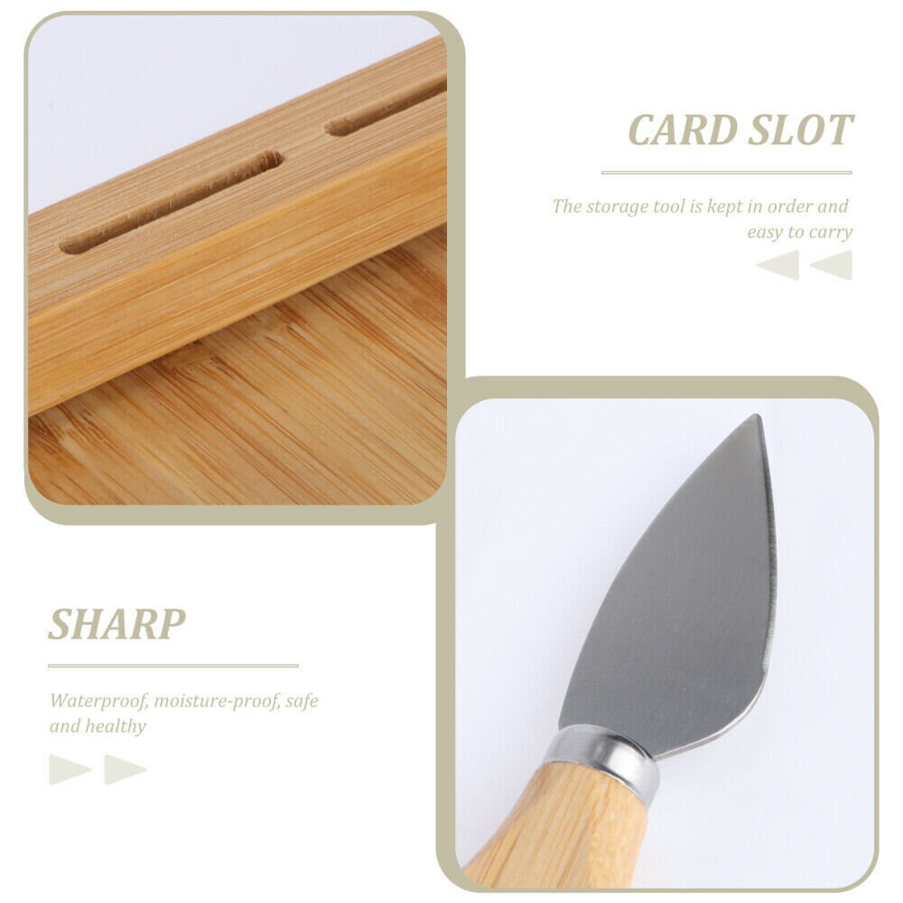 Wooden Serving Cutting Chopping Board Set with Knives