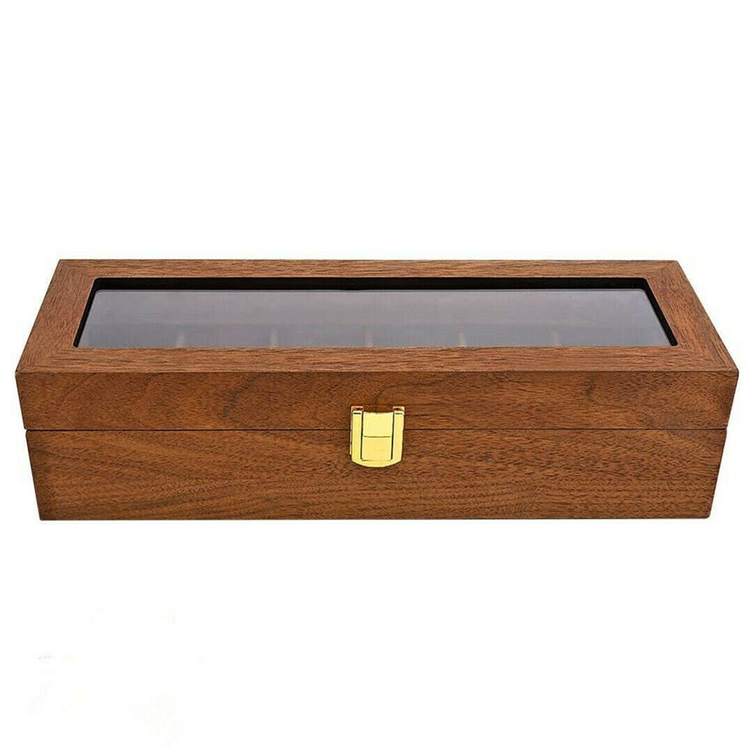 High-Quality Wooden Watch Box with 6-Slot Display and Glass Top Case