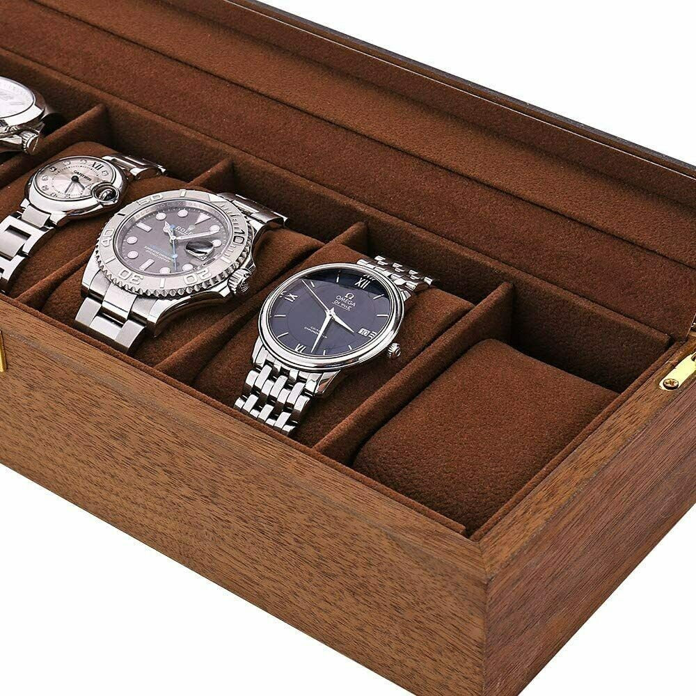 High-Quality Wooden Watch Box with 6-Slot Display and Glass Top Case