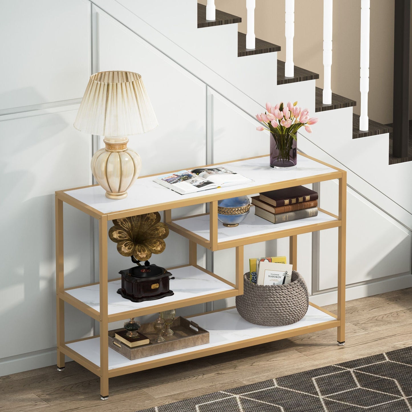 Marble Console Table for Hallway Entry