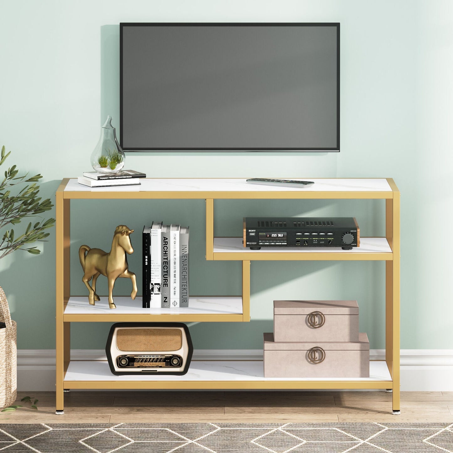 Marble Console Table for Hallway Entry