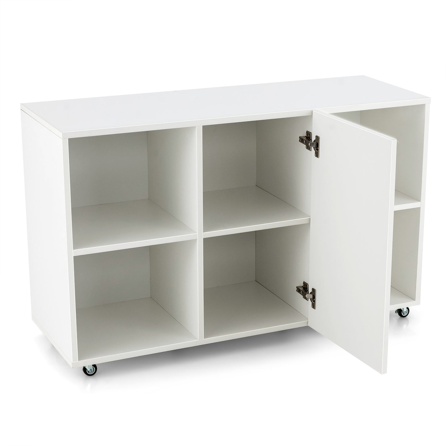 6-Cube Rolling Bookcase & Storage Cabinet – Mobile Sideboard with Display Shelves