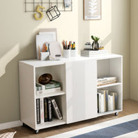 6-Cube Rolling Bookcase & Storage Cabinet – Mobile Sideboard with Display Shelves