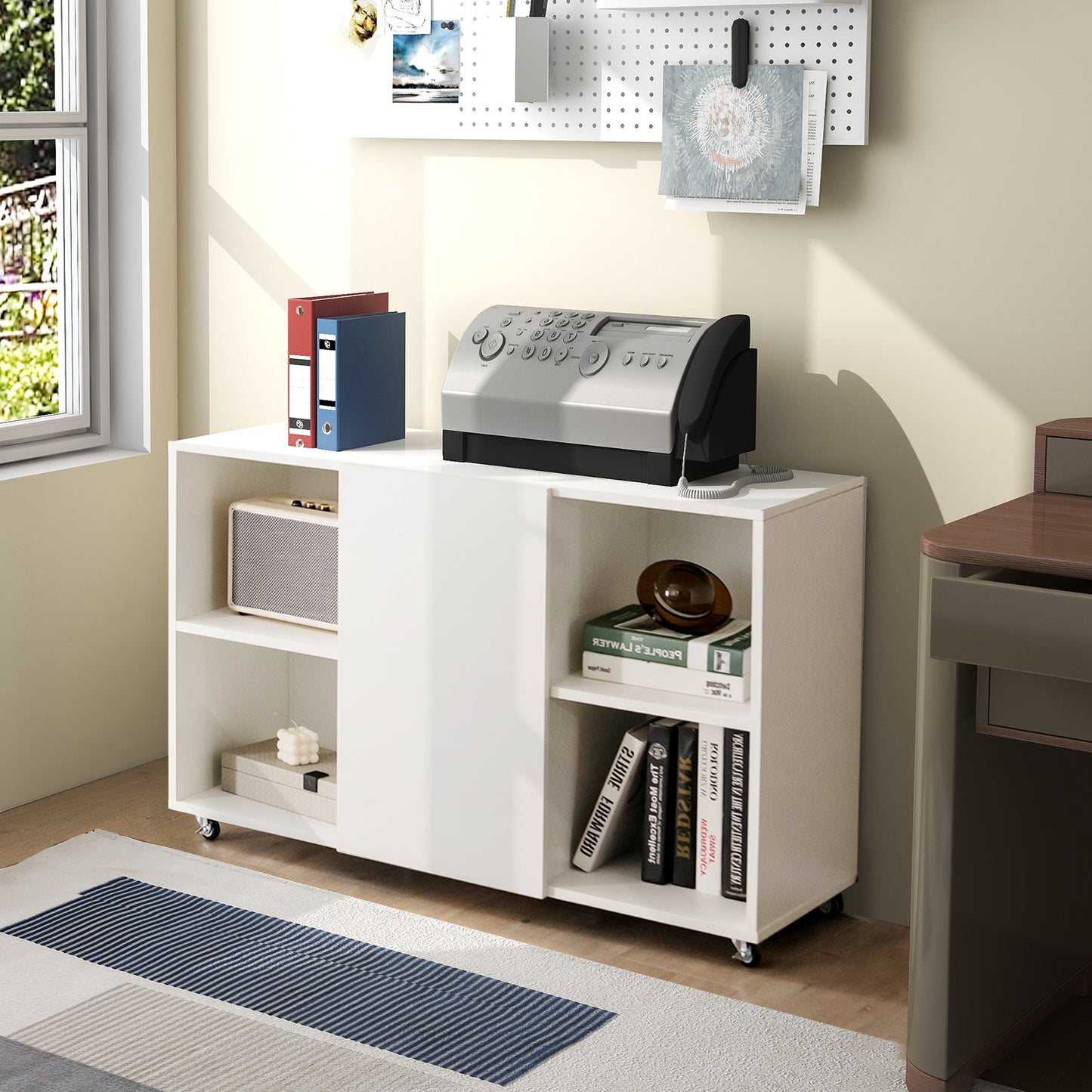 6-Cube Rolling Bookcase & Storage Cabinet – Mobile Sideboard with Display Shelves