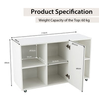 6-Cube Rolling Bookcase & Storage Cabinet – Mobile Sideboard with Display Shelves