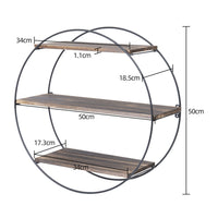 Rustic 3 Tier Geometric Round Floating Shelves Wall Shelf For Livingroom Bedroom