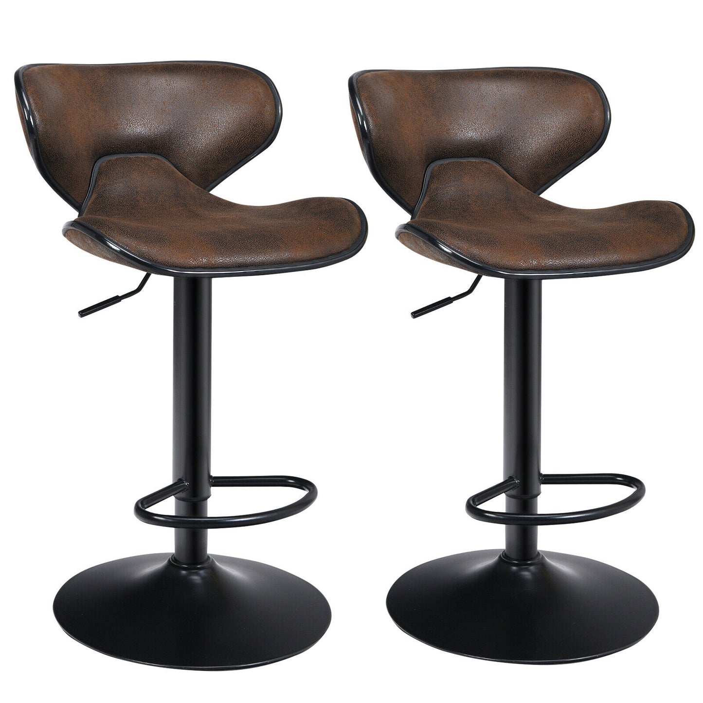 2 Pcs Retro Bar Stools Swivel Counter Chairs Pub Kitchen Dining Seats