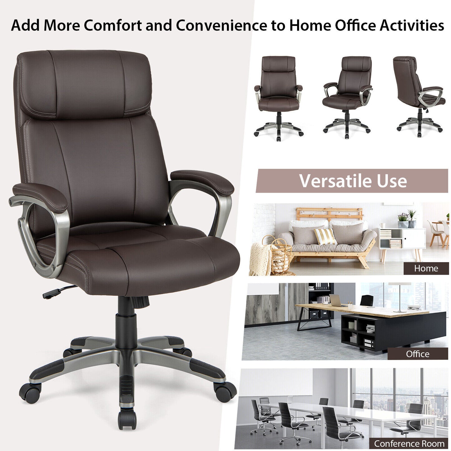 Executive Ergonomic Office Desk Chair Adjustable Home Chair w/ Flip-up Armrests