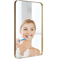 Bathroom Mirror Square Wall-Mounted Mirror Metal Frame 50 x 80cm Golden