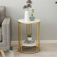 Round Side Table Gold Metal Frame End Table Marble Accent Coffee Table Nightstan