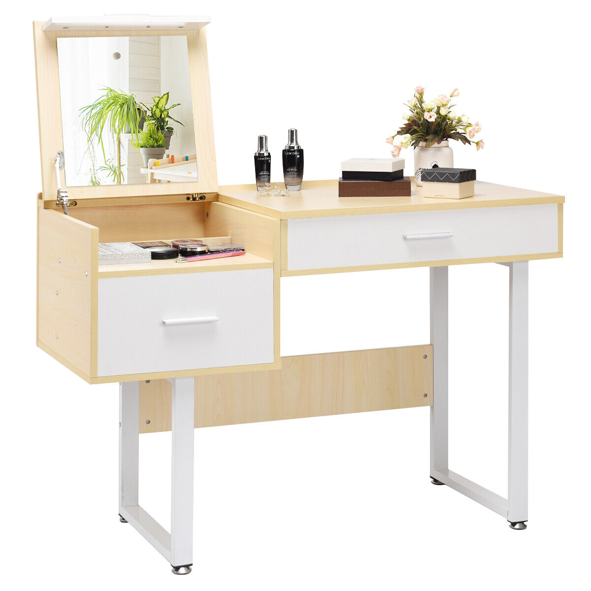 Dressing Table Makeup Vanity w/ Mirror & Drawers Computer Writing Desk