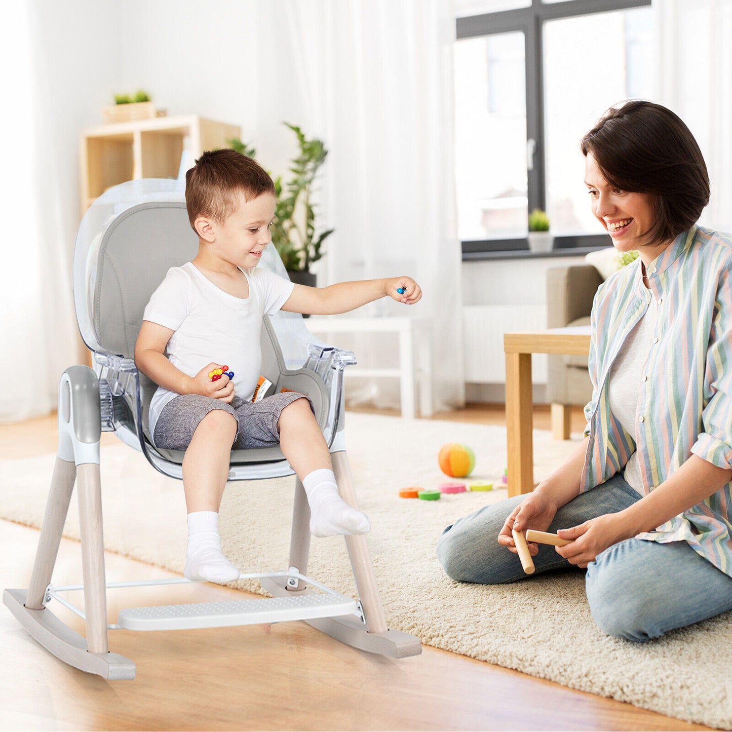 Baby High Chair Infant Dining Eating Feeding Highchair 3IN1 Rocking Seat Toddler