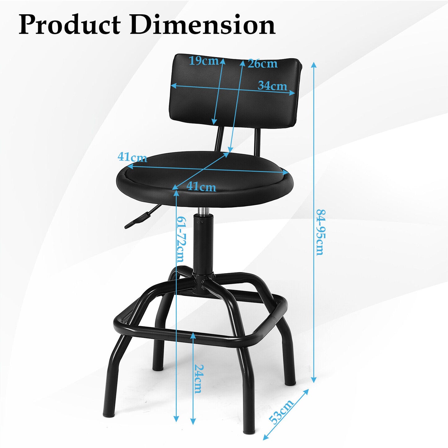 Bar Stool Kitchen Pub Height Adjustable Swivel Gas Lift Chair PU Leather