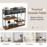 Console Table 4-Tier Sofa Side Hallway Table Industrial Shelf Kitchen